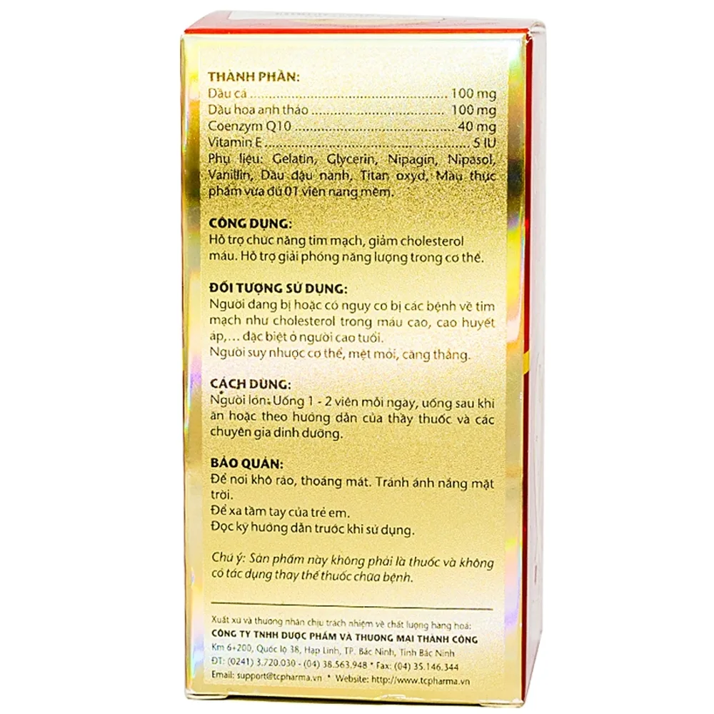 Hình ảnh Viên uống Co Enzyme Q10 & Evening primrose Thành Công hỗ trợ chức năng tim mạch (30 viên)