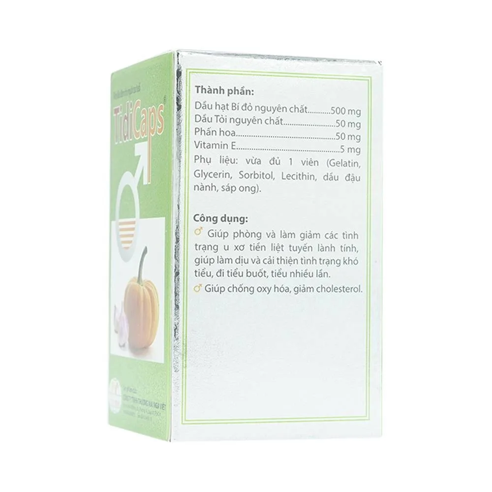 Hình ảnh Viên tiểu đêm cho người cao tuổi TidiCaps HDPHARMA phòng và làm giảm các chứng u xơ tiền liệt tuyến lành tính (100 viên) 