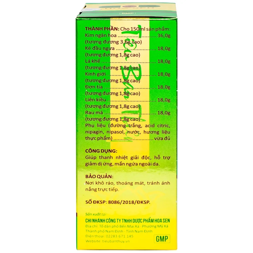 Hình ảnh Siro Tiêu Ban Thủy Hoa Sen giúp thanh nhiệt giải độc, hỗ trợ giảm dị ứng (150ml)