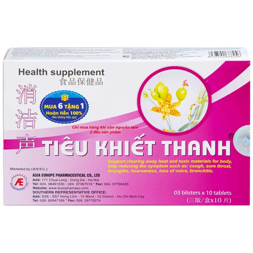 Hình ảnh Viên uống Tiêu Khiết Thanh Á Âu hỗ trợ thanh nhiệt giải độc cho cơ thể (3 vỉ x 10 viên)