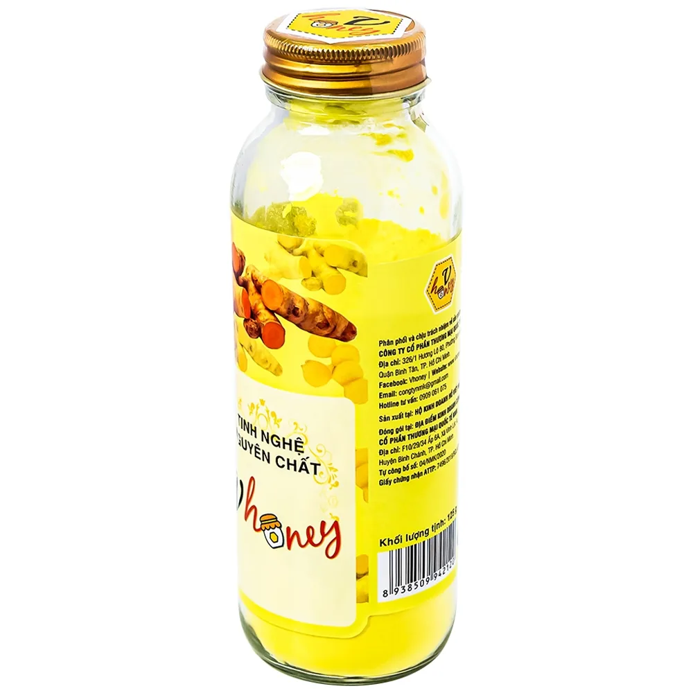 Hình ảnh Tinh Nghệ Nguyên Chất Vhoney hỗ trợ chức năng tiêu hóa, giảm tổn thương dạ dày và tá tràng (125g)