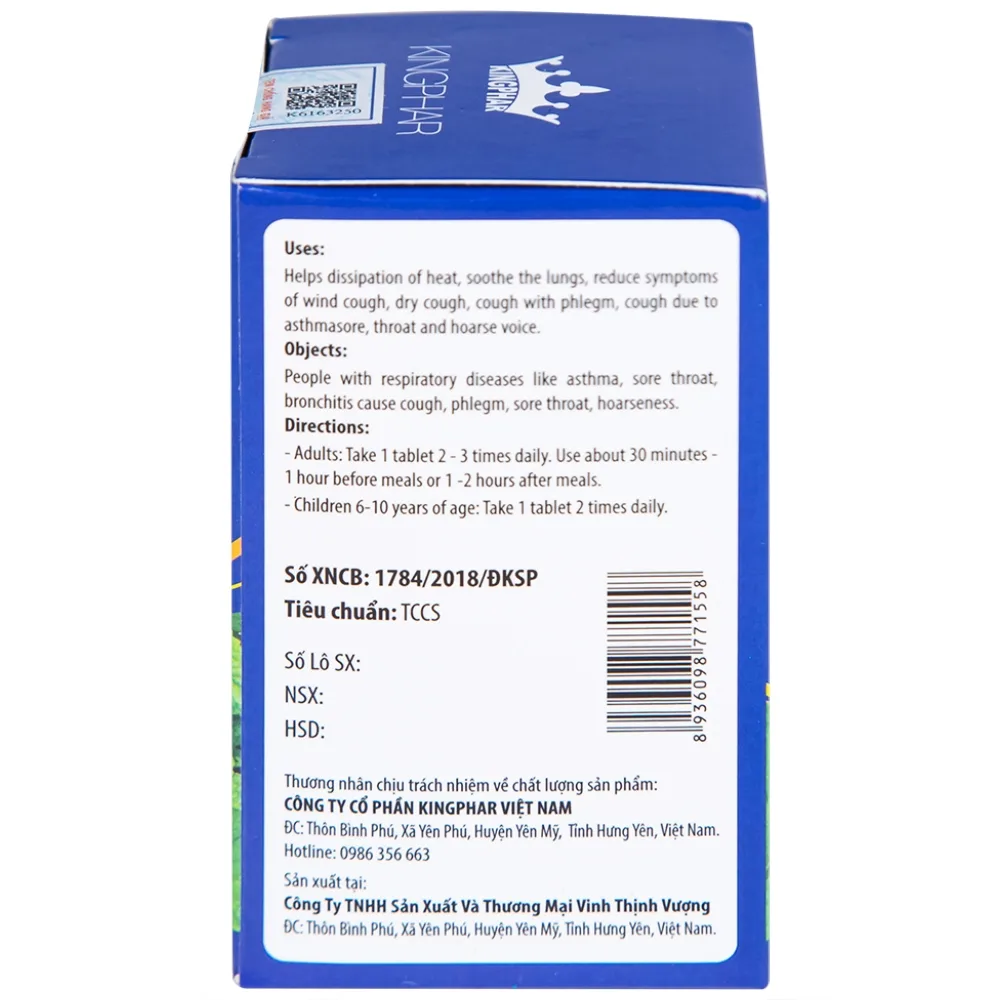 Hình ảnh Viên uống Toàn Lộc Bổ Phế Kingphar giúp thanh nhiệt, nhuận phế (60 viên)