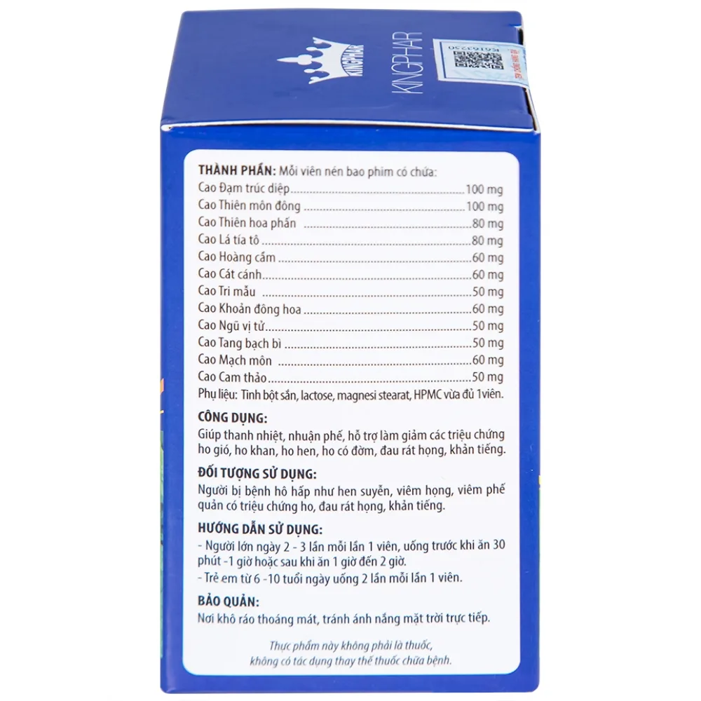 Hình ảnh Viên uống Toàn Lộc Bổ Phế Kingphar giúp thanh nhiệt, nhuận phế (60 viên)