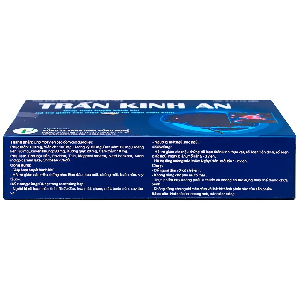 Hình ảnh Viên uống Trấn Kinh An IPHA giúp hoạt huyết hành khí, giảm các triệu chứng rối loạn thần kinh (3 vỉ x 10 viên)