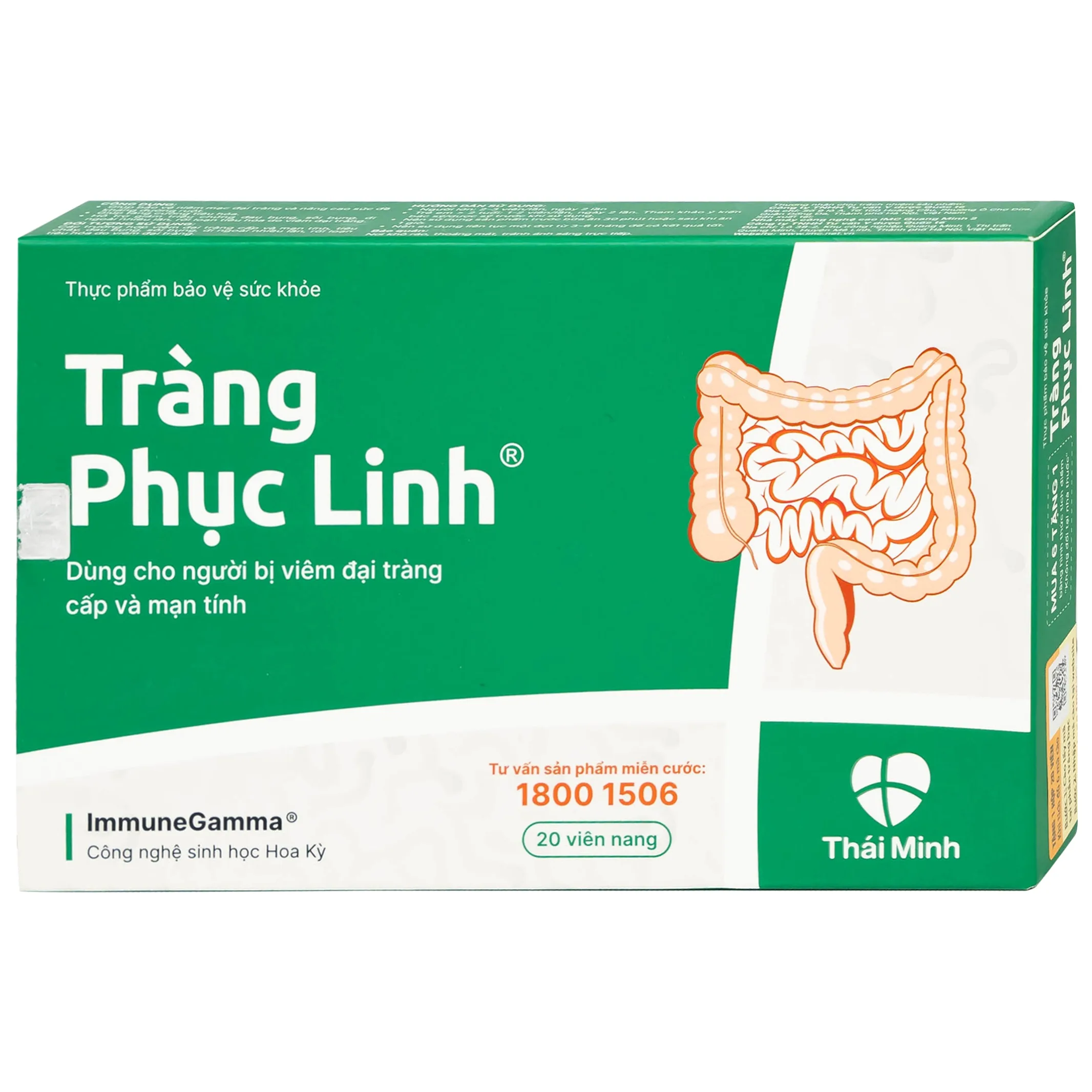 Hình ảnh Viên uống Tràng Phục Linh Thái Minh dùng cho người bị viêm đại tràng cấp và mạn tính (2 vỉ x 10 viên)