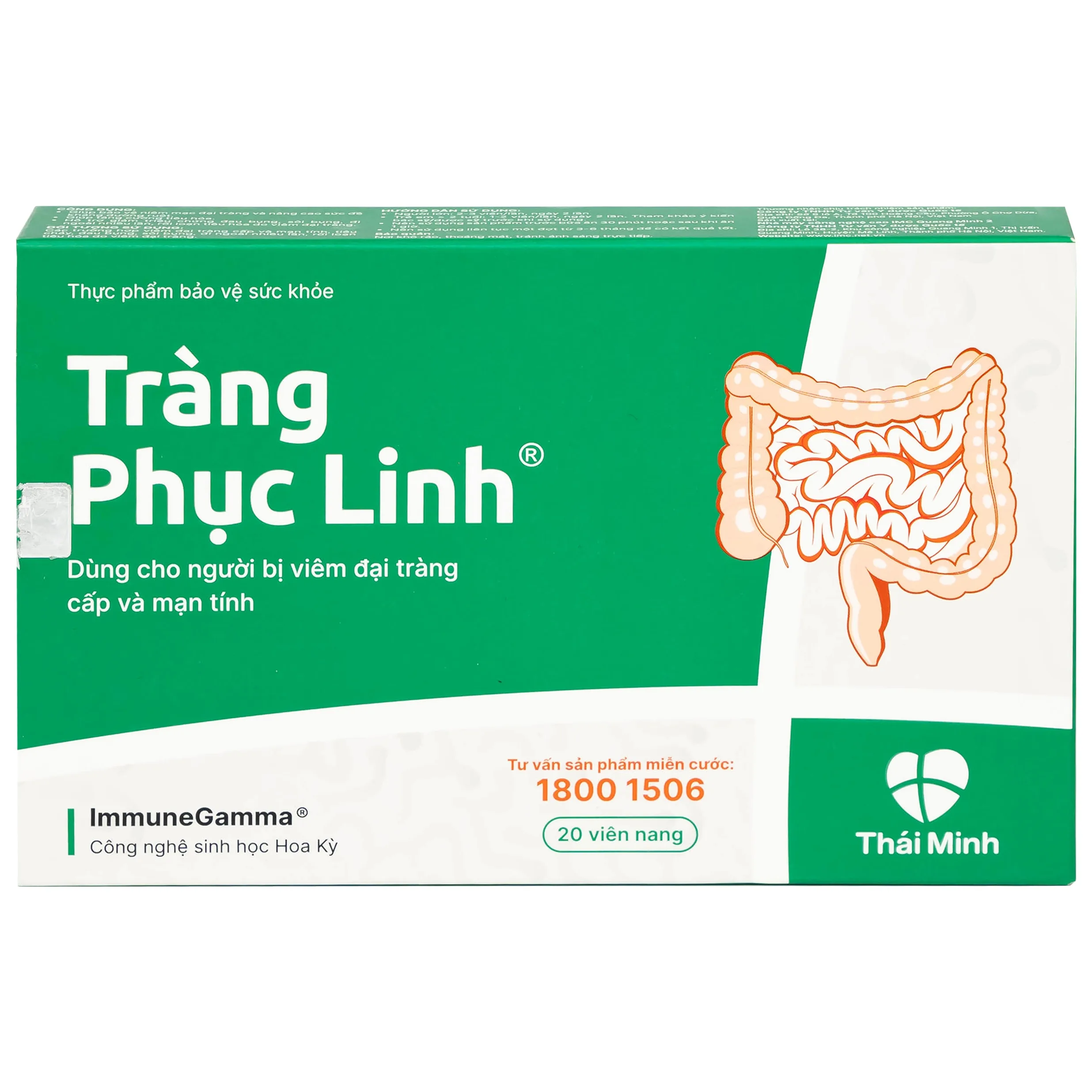 Hình ảnh Viên uống Tràng Phục Linh Thái Minh dùng cho người bị viêm đại tràng cấp và mạn tính (2 vỉ x 10 viên)