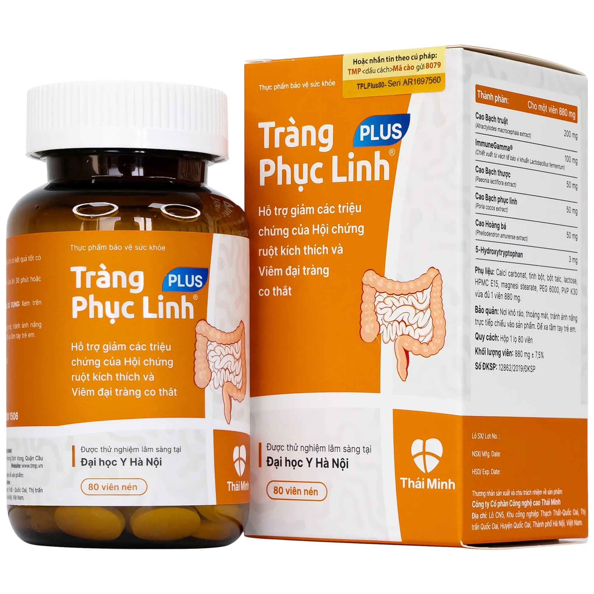 Hình ảnh Viên uống Tràng Phục Linh Plus Thái Minh hỗ trợ giảm các triệu chứng của hội chứng ruột kích thích (80 viên)