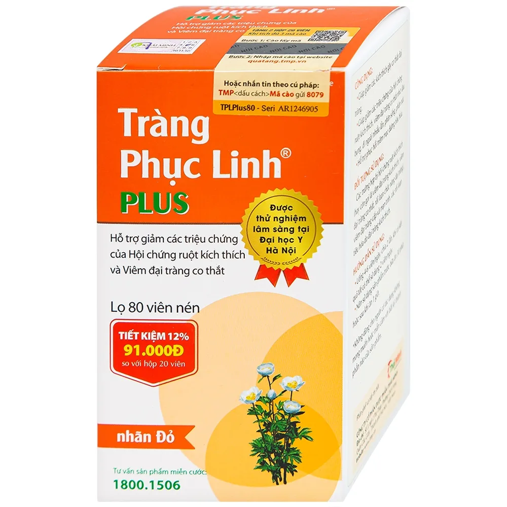 Hình ảnh Viên uống Tràng Phục Linh Plus Thái Minh hỗ trợ giảm các triệu chứng của hội chứng ruột kích thích (80 viên)