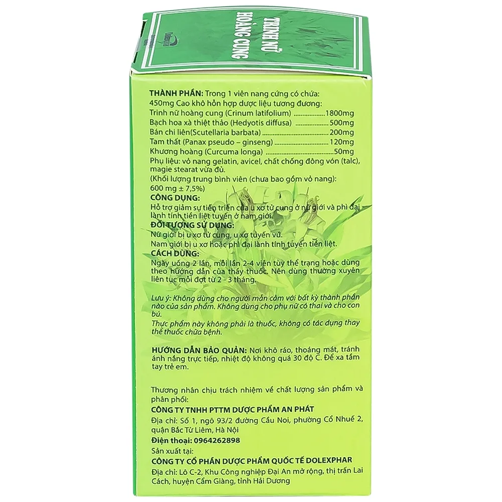 Hình ảnh Viên uống Trinh Nữ Hoàng Cung Dolexphar hỗ trợ giảm sự tiến triển của u xơ tử cung (60 viên)