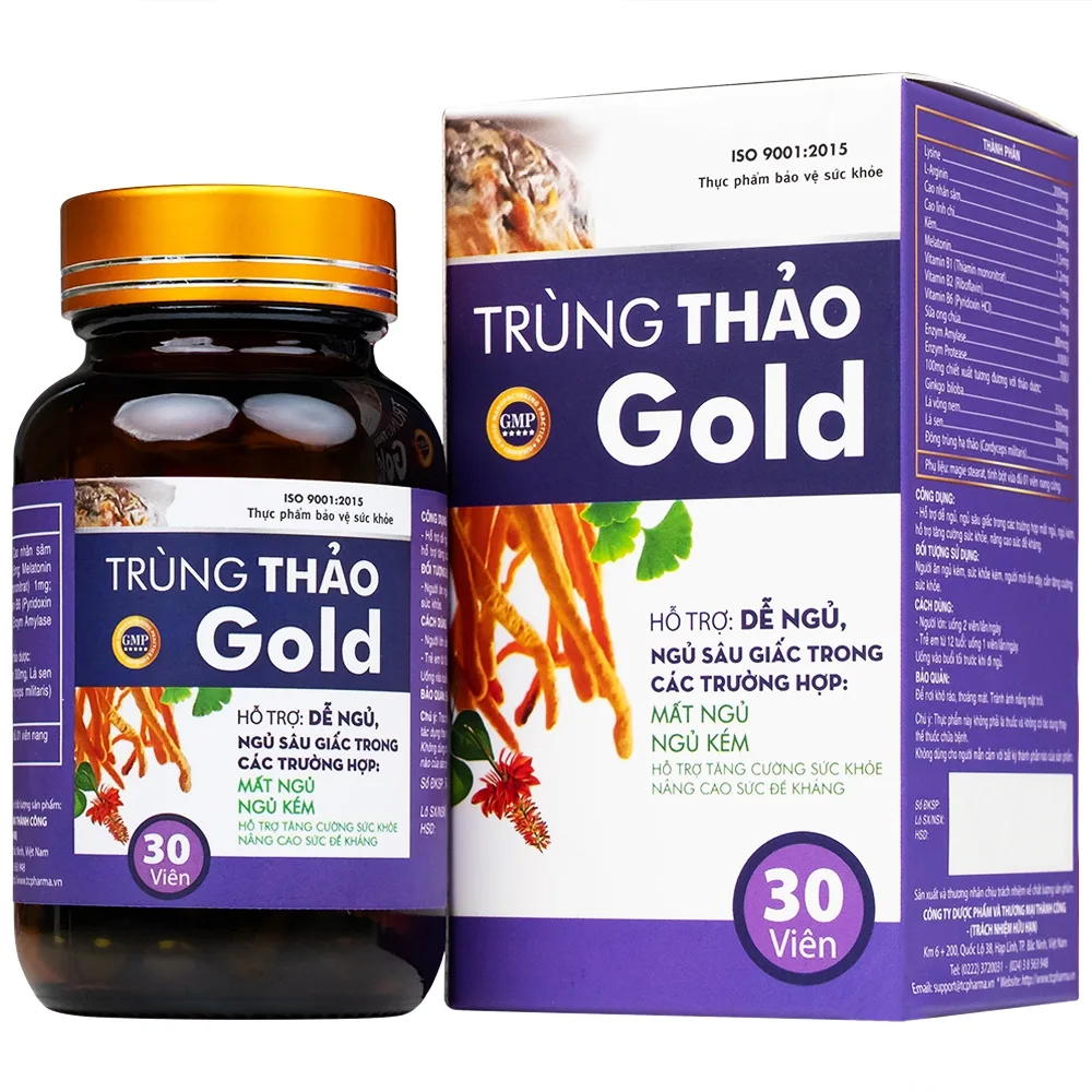 Hình ảnh Viên uống Trùng Thảo Gold Thành Công hỗ trợ dễ ngủ, ngủ sâu giấc (30 viên)