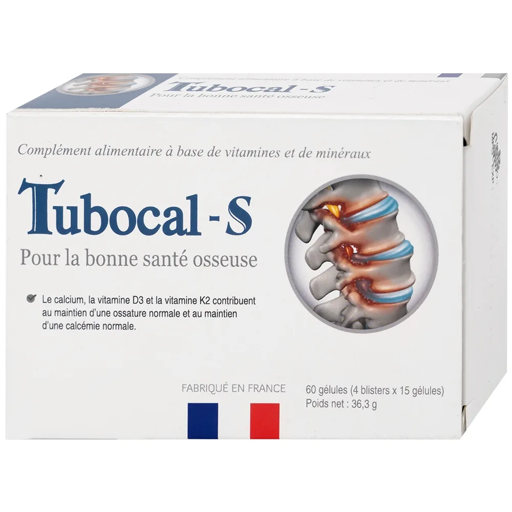 Hình ảnh Viên uống Tubocal-S Lustrel bổ sung canxi, vitamin D3 và vitamin K2, giúp xương và răng chắc khỏe (4 vỉ x 15 viên)