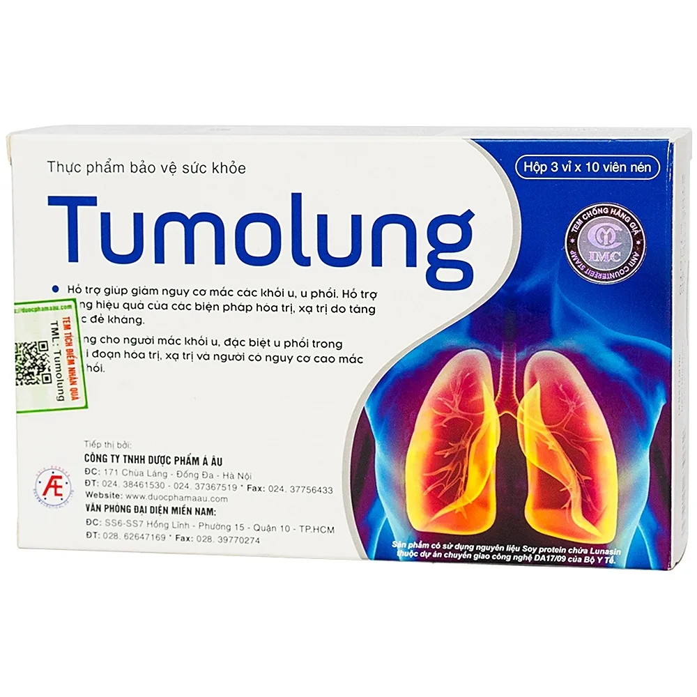 Hình ảnh Viên uống Tumolung Á Âu hỗ trợ giúp giảm nguy cơ mắc các khối u (3 vỉ x 10 viên)