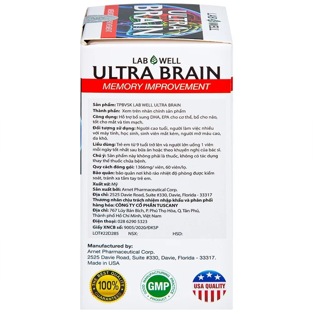 Hình ảnh Viên uống Ultra Brain Lab Well hỗ trợ bổ sung DHA, EPA cho cơ thể (60 viên)
