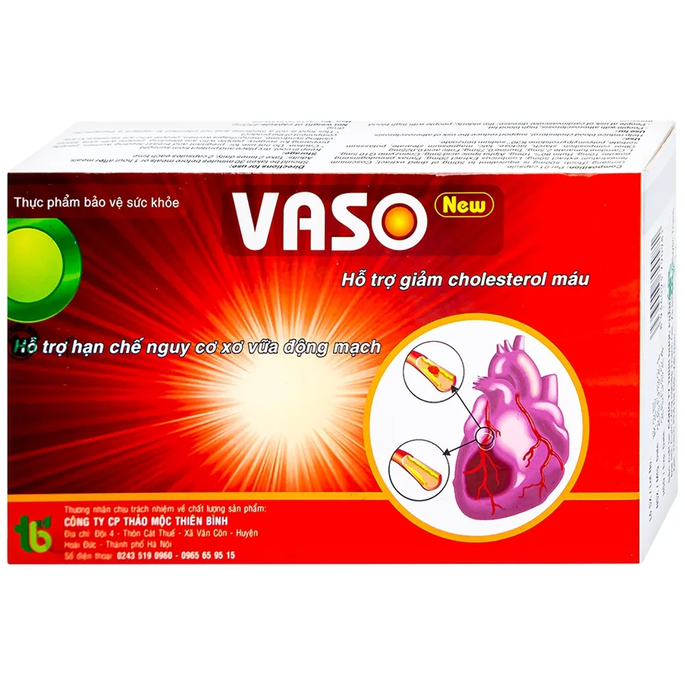 Hình ảnh Viên uống Vaso New Thiên Bình hỗ trợ giảm cholesterol máu (3 vỉ x 10 viên)