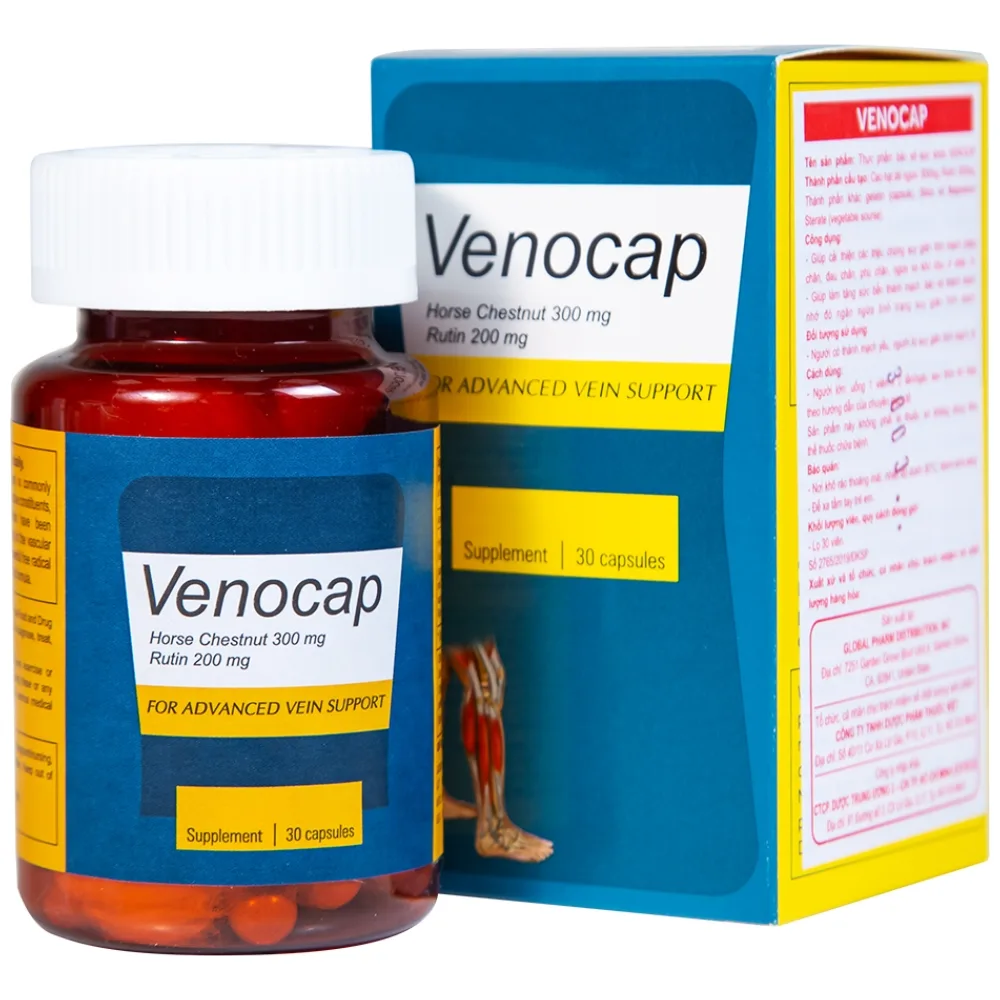 Hình ảnh Viên uống Venocap Global Pharm giúp cải thiện các triệu chứng suy giãn tính mạch (30 viên)