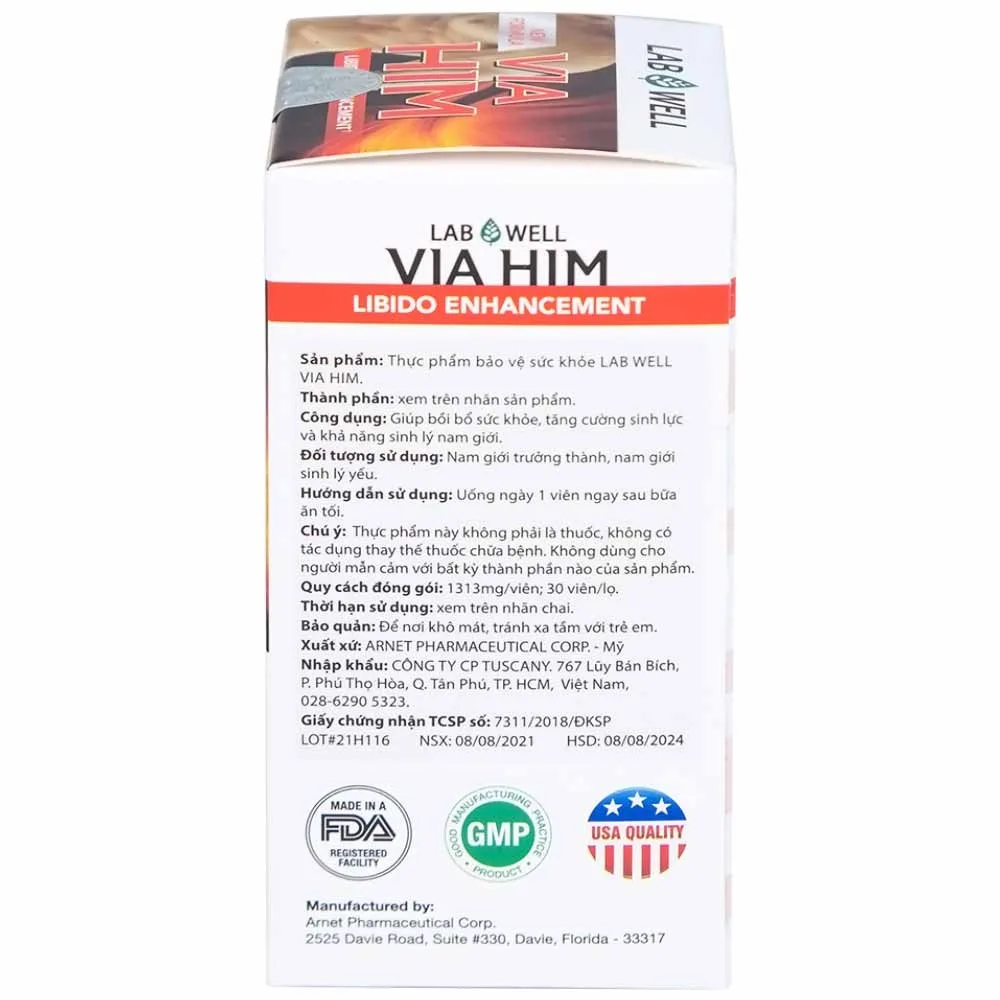 Hình ảnh Viên uống Via Him Lab Well bồi bổ sức khỏe, tăng cường sinh lực và khả năng sinh lý ở nam giới (30 viên)
