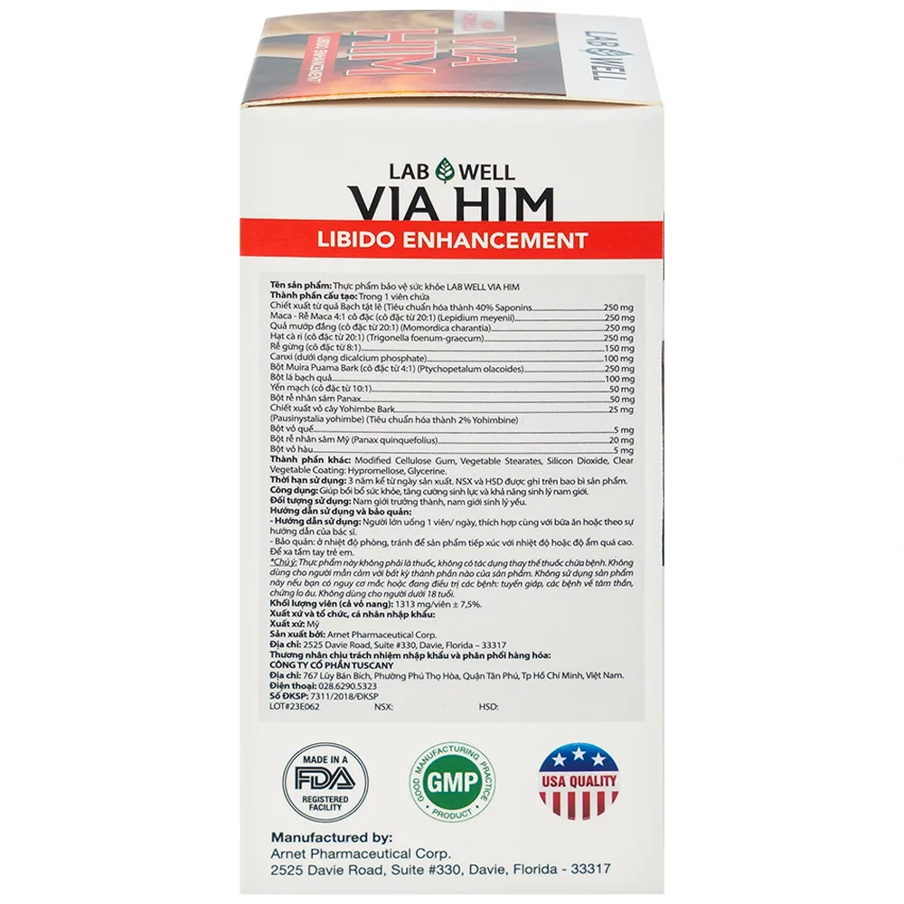 Hình ảnh Viên uống Via Him Lab Well bồi bổ sức khỏe, tăng cường sinh lực và khả năng sinh lý ở nam giới (30 viên)