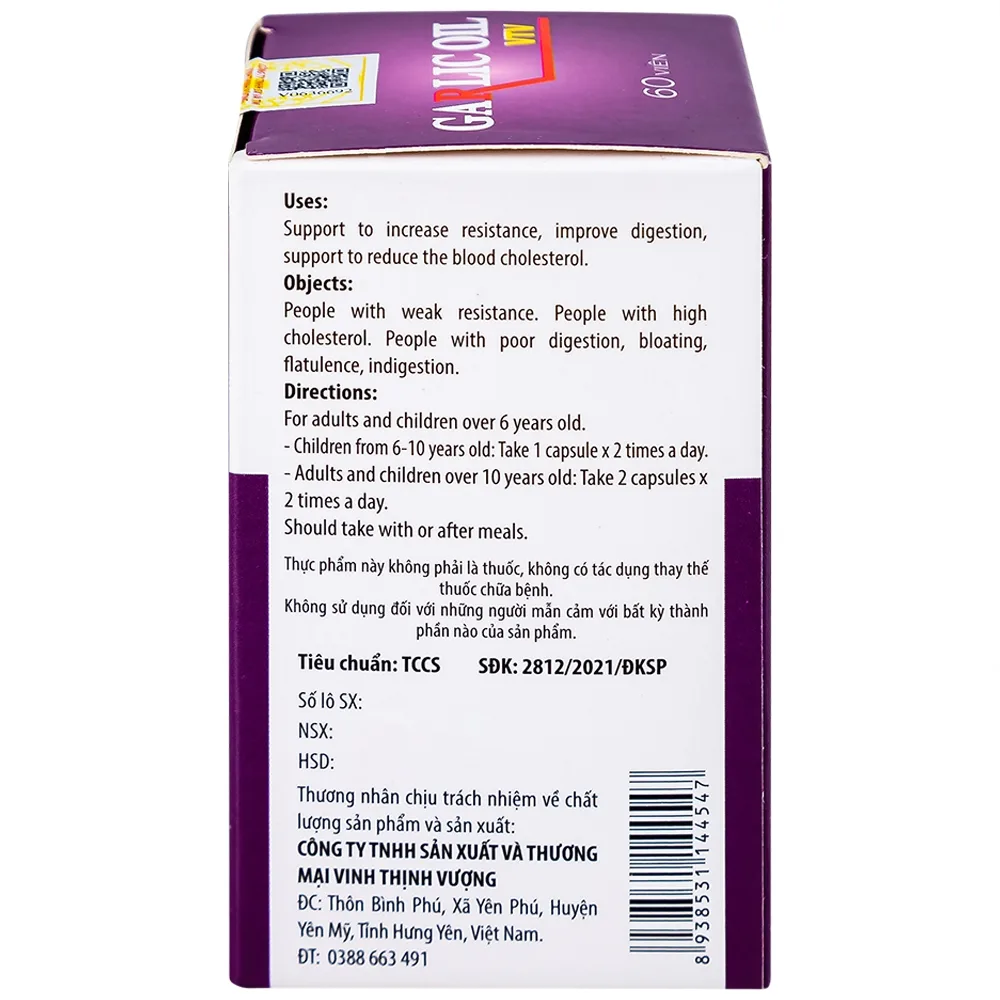 Hình ảnh Viên dầu tỏi đen Garlics Oil VTV hỗ trợ tăng cường sức đề kháng (60 viên)