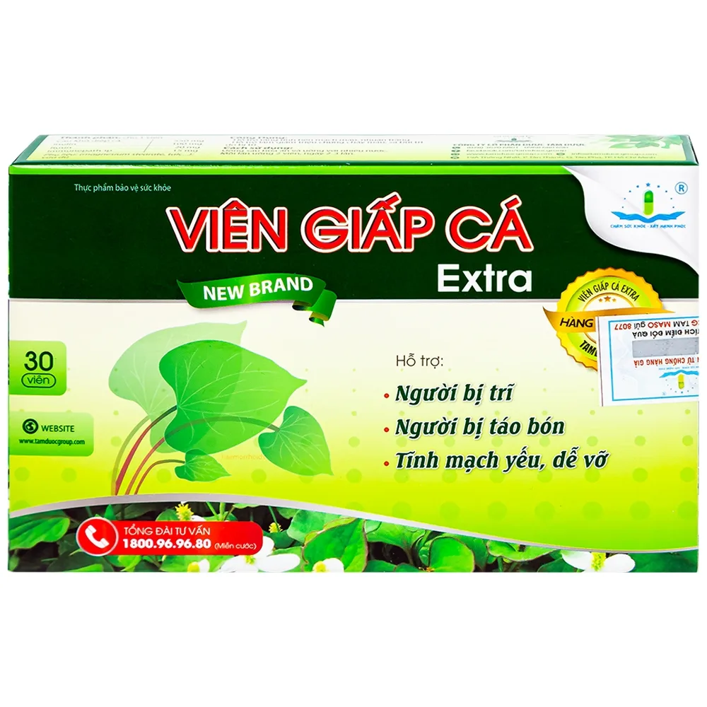 Hình ảnh Viên Giấp Cá Extra Hoàng Liên hỗ trợ người bị trĩ, táo bón, tĩnh mạch yêu, dễ vỡ (3 vỉ x 10 viên)