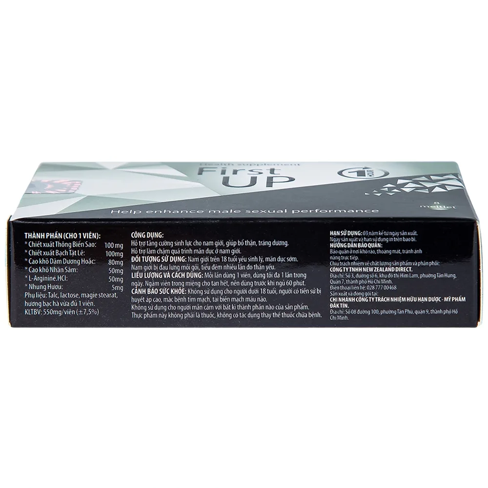 Hình ảnh Viên ngậm First Up 1 Hour hỗ trợ tăng cường sinh lực cho nam giới (2 vỉ x 4 viên)