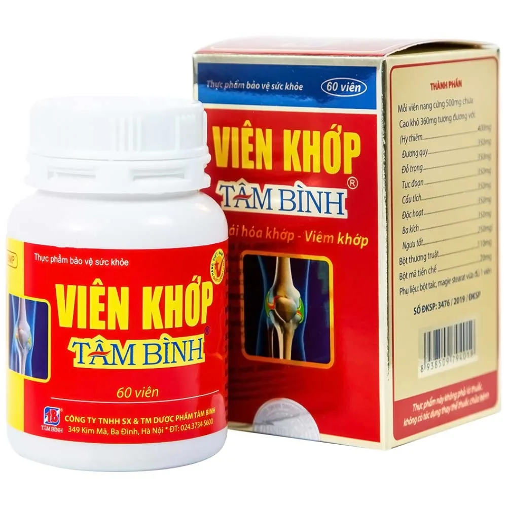 Hình ảnh Viên khớp Tâm Bình hỗ trợ giảm các triệu chứng của thoái hóa khớp, viêm khớp (60 viên)