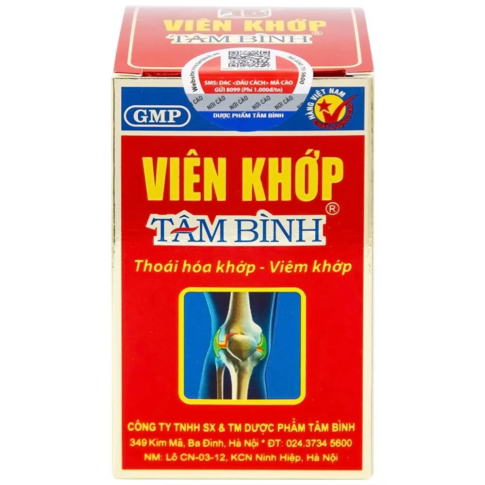 Hình ảnh Viên khớp Tâm Bình hỗ trợ giảm các triệu chứng của thoái hóa khớp, viêm khớp (60 viên)