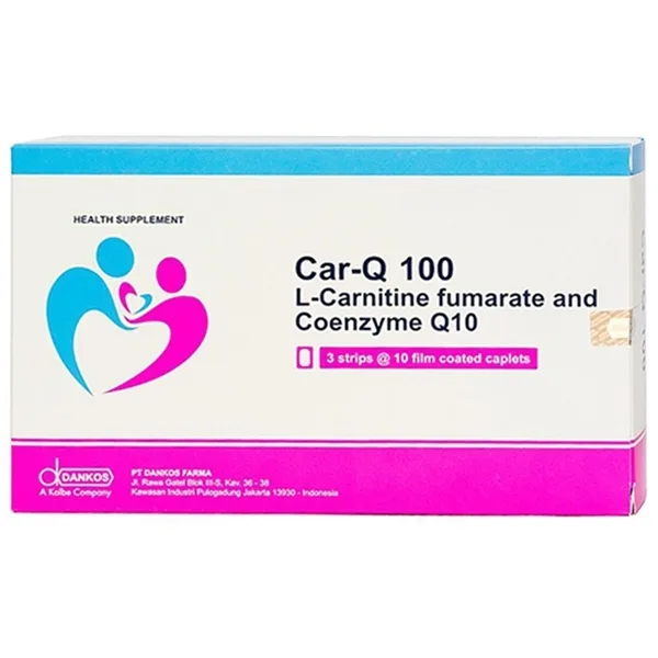 Hình ảnh Viên uống Car-Q 100 Dankos bổ sung acid amin L-carnitin và Coenzym Q10 cho cơ thể (3 vỉ x 10 viên)