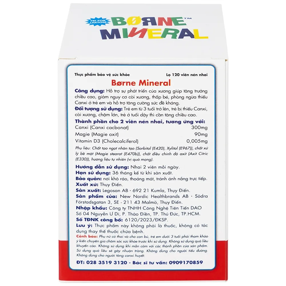 Hình ảnh Viên nhai Borne Mineral New Nordic hỗ trợ phát triển xương, giúp tăng chiều cao, tăng đề kháng (120 viên)
