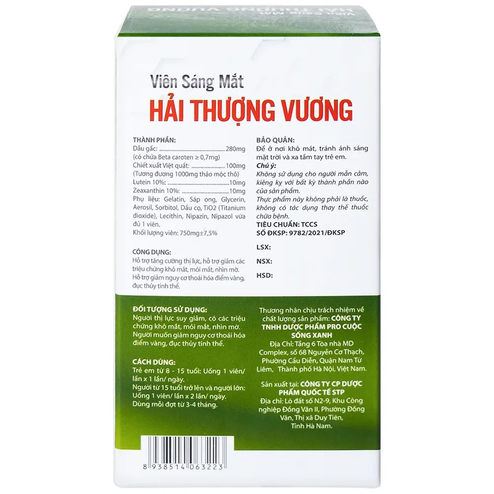 Hình ảnh Viên Sáng Mắt Hải Thượng Vương hỗ trợ tăng cường thị lực (60 viên)