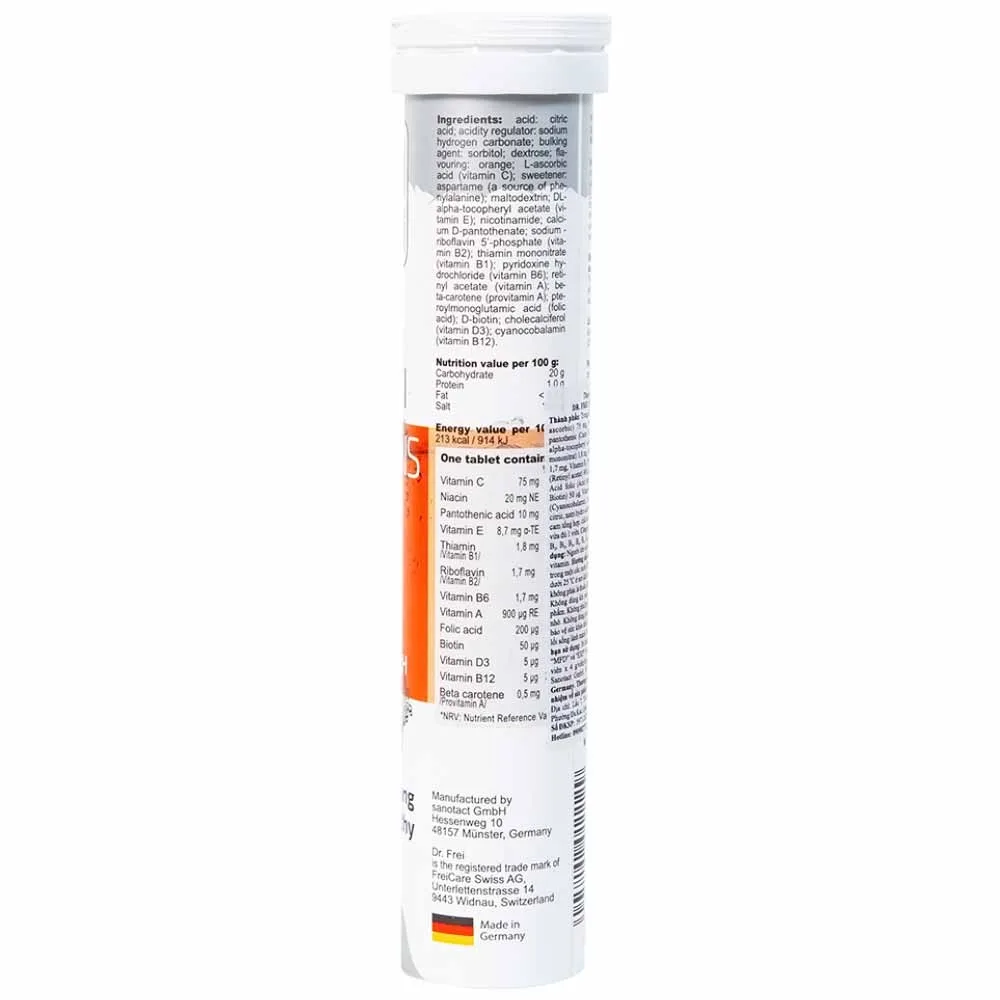 Hình ảnh Viên sủi Multivitamins + Biotin Dr. Frei bổ sung vitamin cho cơ thể (20 viên) 