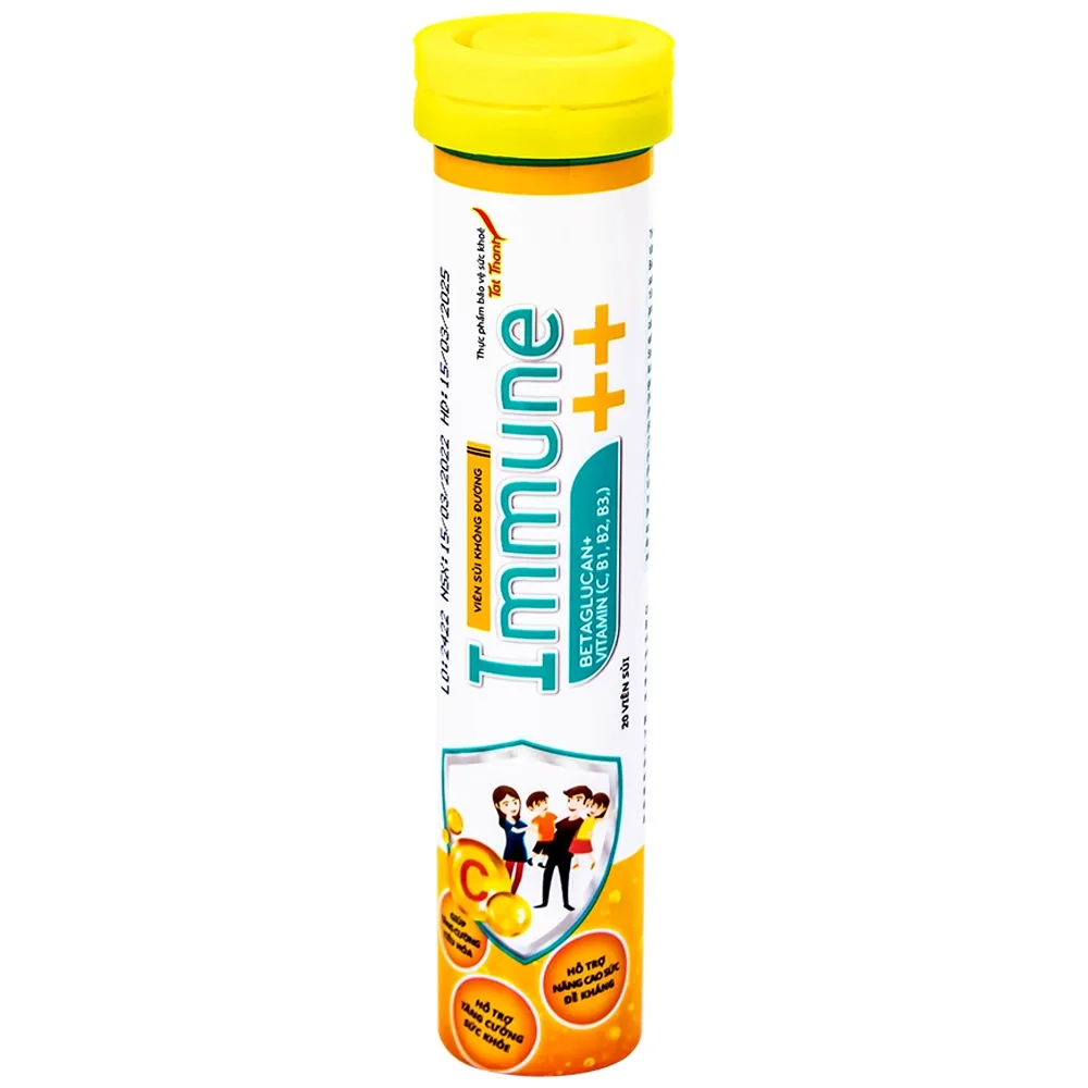 Hình ảnh Viên sủi không đường Immune++ Tất Thành tăng cường sức khỏe, nâng cao sức đề kháng cho cơ thể (20 viên)