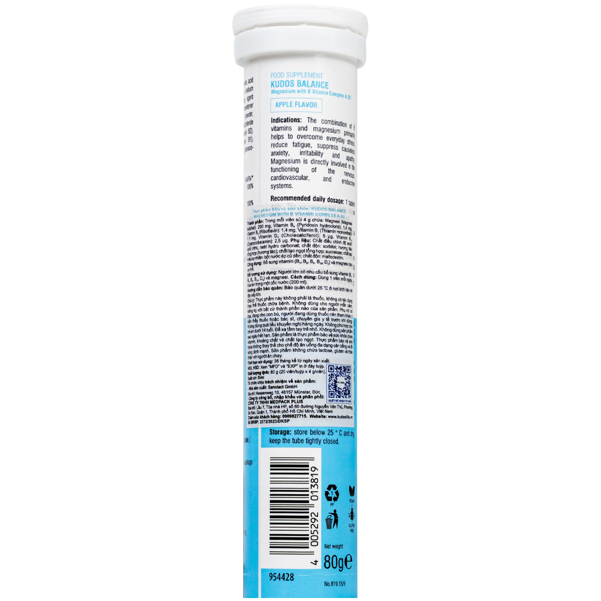 Hình ảnh Viên Sủi Kudos Balance Magnesium B Complex & D3 (20 viên)