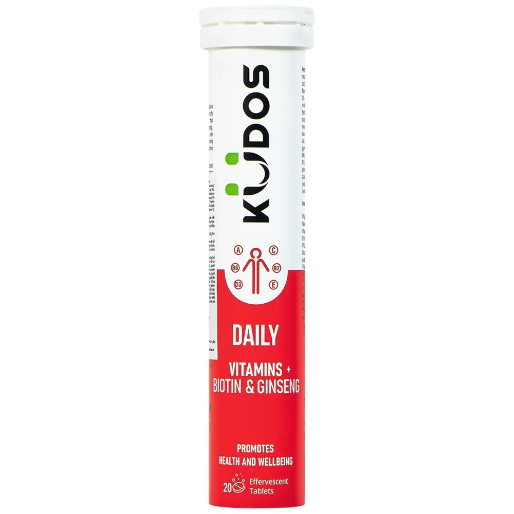 Hình ảnh Viên sủi Kudos Daily Vitamins Plus Biotin & Ginseng hương cam giúp bổ sung vitamin cho cơ thể (20 viên)
