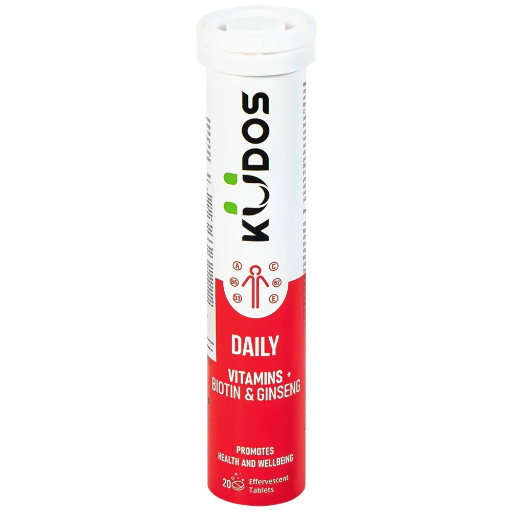 Hình ảnh Viên sủi Kudos Daily Vitamins Plus Biotin & Ginseng hương cam giúp bổ sung vitamin cho cơ thể (20 viên)
