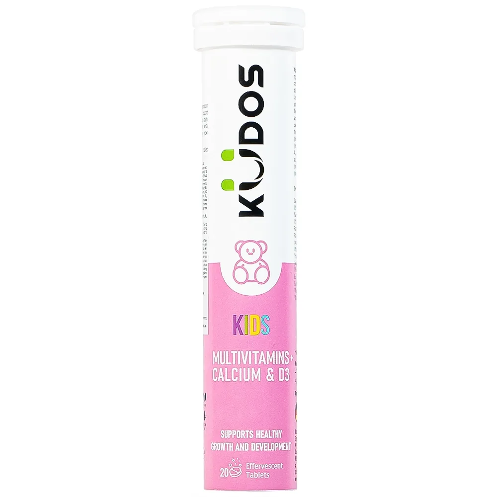 Hình ảnh Viên sủi Kudos Kids Multivitamins Plus Calcium & D3 hương dưa hấu giúp bổ sung calci và vitamin cho cơ thể (20 viên)