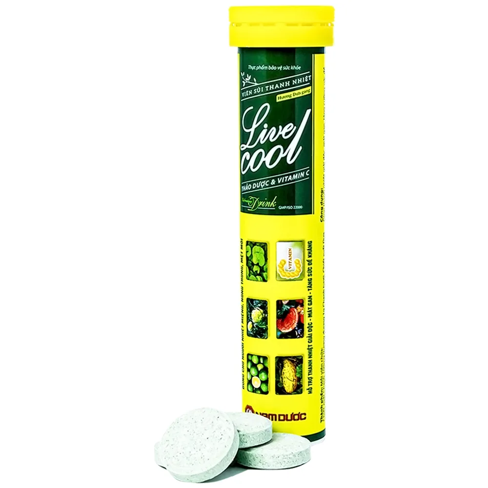 Hình ảnh Viên sủi Thanh Nhiệt Livecool Nam Dược hương dưa gang giải độc, mát gan, tăng cường sức đề kháng (16 viên)