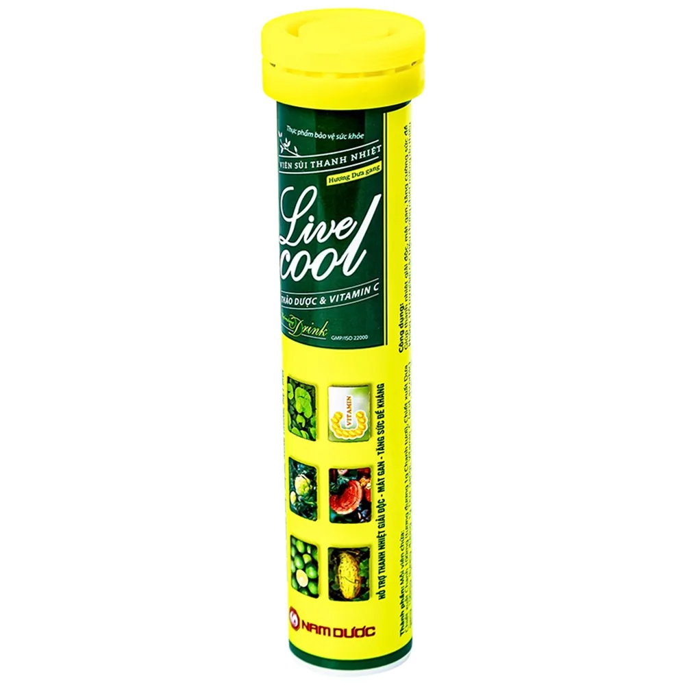 Hình ảnh Viên sủi Thanh Nhiệt Livecool Nam Dược hương dưa gang giải độc, mát gan, tăng cường sức đề kháng (16 viên)