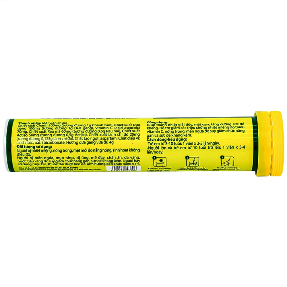 Hình ảnh Viên sủi Thanh Nhiệt Livecool Nam Dược hương dưa gang giải độc, mát gan, tăng cường sức đề kháng (16 viên)