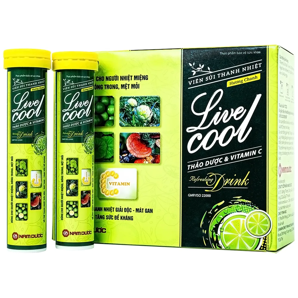Hình ảnh Viên sủi Thanh Nhiệt Livecool Nam Dược hương chanh giải độc, mát gan, tăng cường sức đề kháng (16 viên)