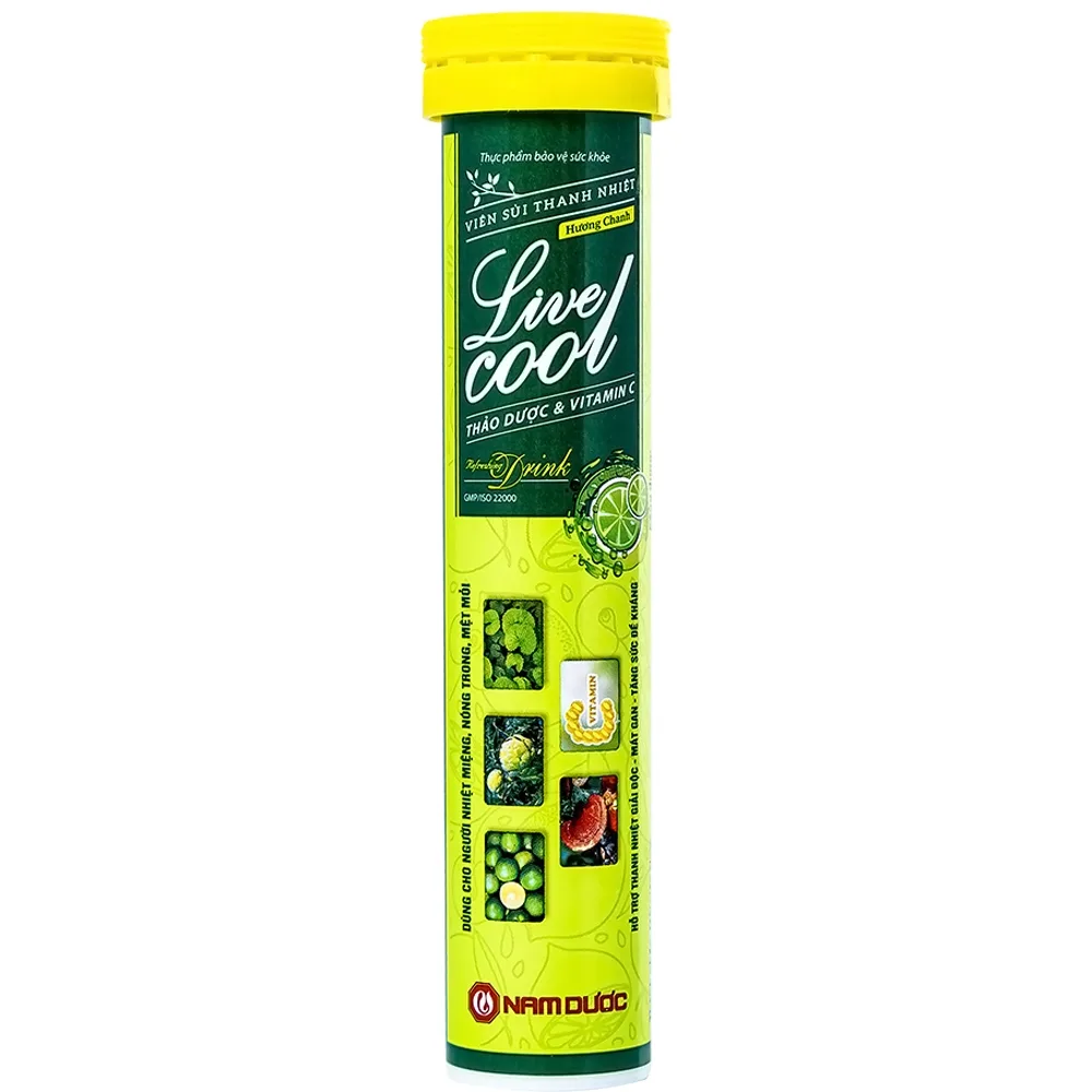 Hình ảnh Viên sủi Thanh Nhiệt Livecool Nam Dược hương chanh giải độc, mát gan, tăng cường sức đề kháng (16 viên)