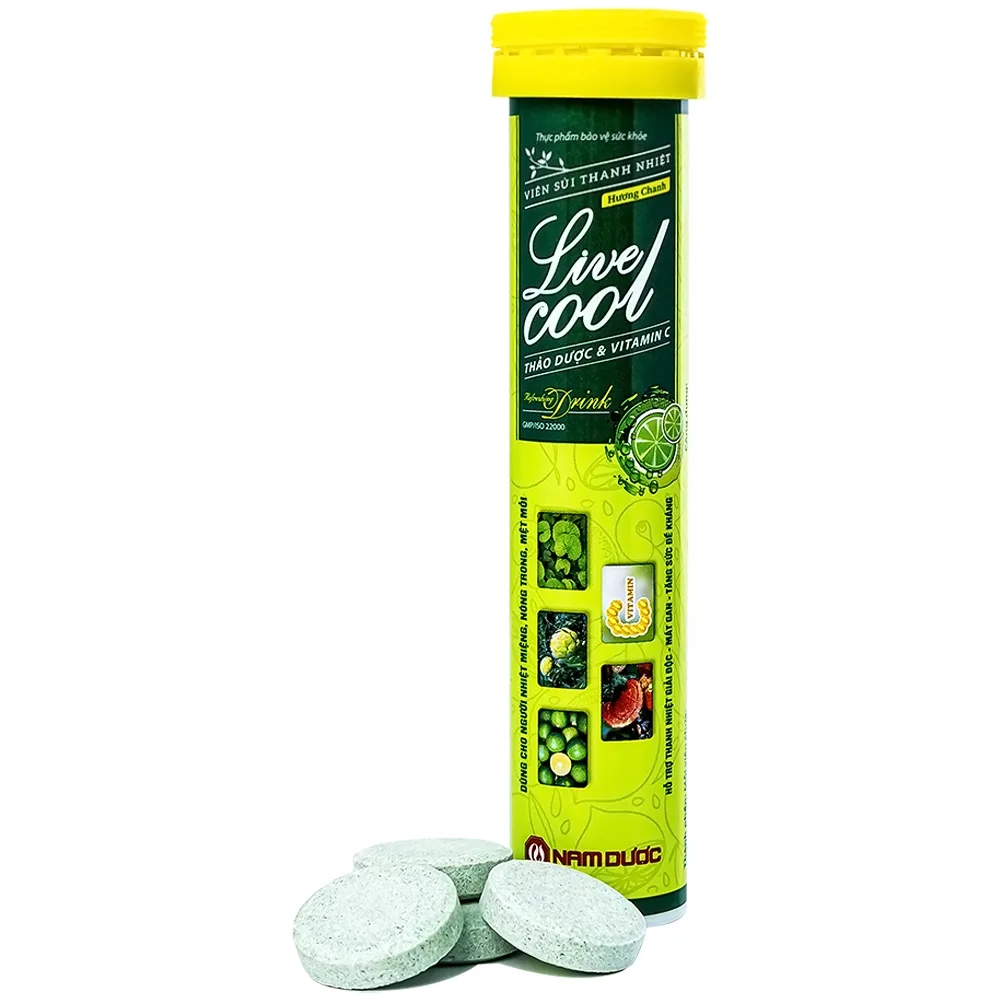 Hình ảnh Viên sủi Thanh Nhiệt Livecool Nam Dược hương chanh giải độc, mát gan, tăng cường sức đề kháng (16 viên)