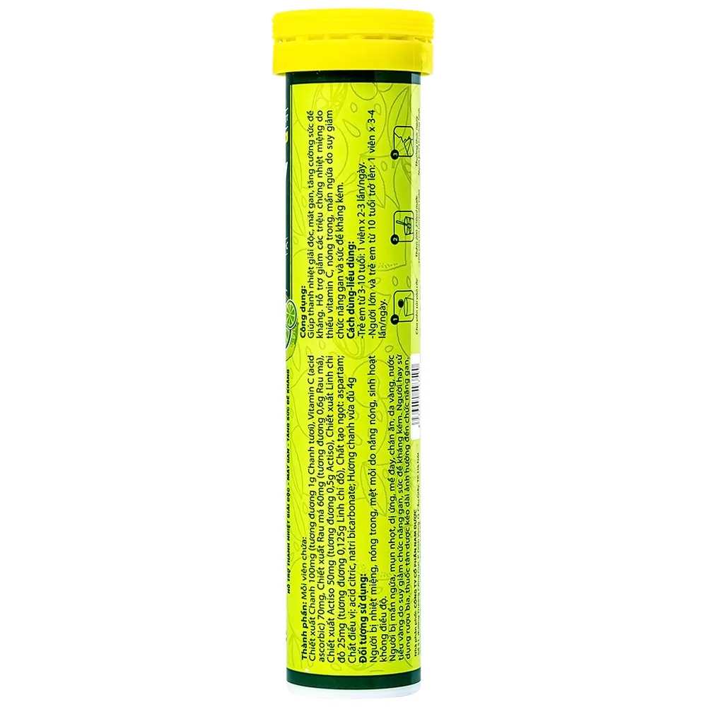 Hình ảnh Viên sủi Thanh Nhiệt Livecool Nam Dược hương chanh giải độc, mát gan, tăng cường sức đề kháng (16 viên)