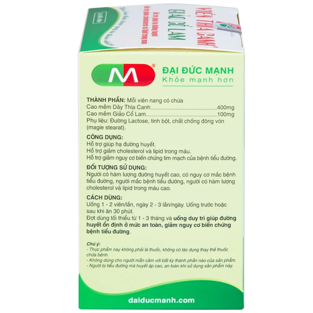 Hình ảnh Viên thìa canh Giảo Cổ Lam Đại Đức Mạnh giúp hạ đường huyết, giảm cholesterol và lipid trong máu cao (60 viên)