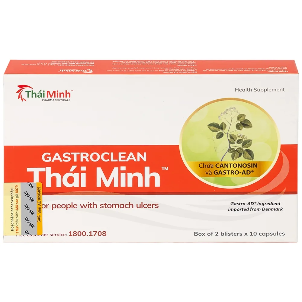 Hình ảnh Viên nang cứng Gastroclean Thái Minh dùng cho người viêm loét dạ dày (2 vỉ x 10 viên)