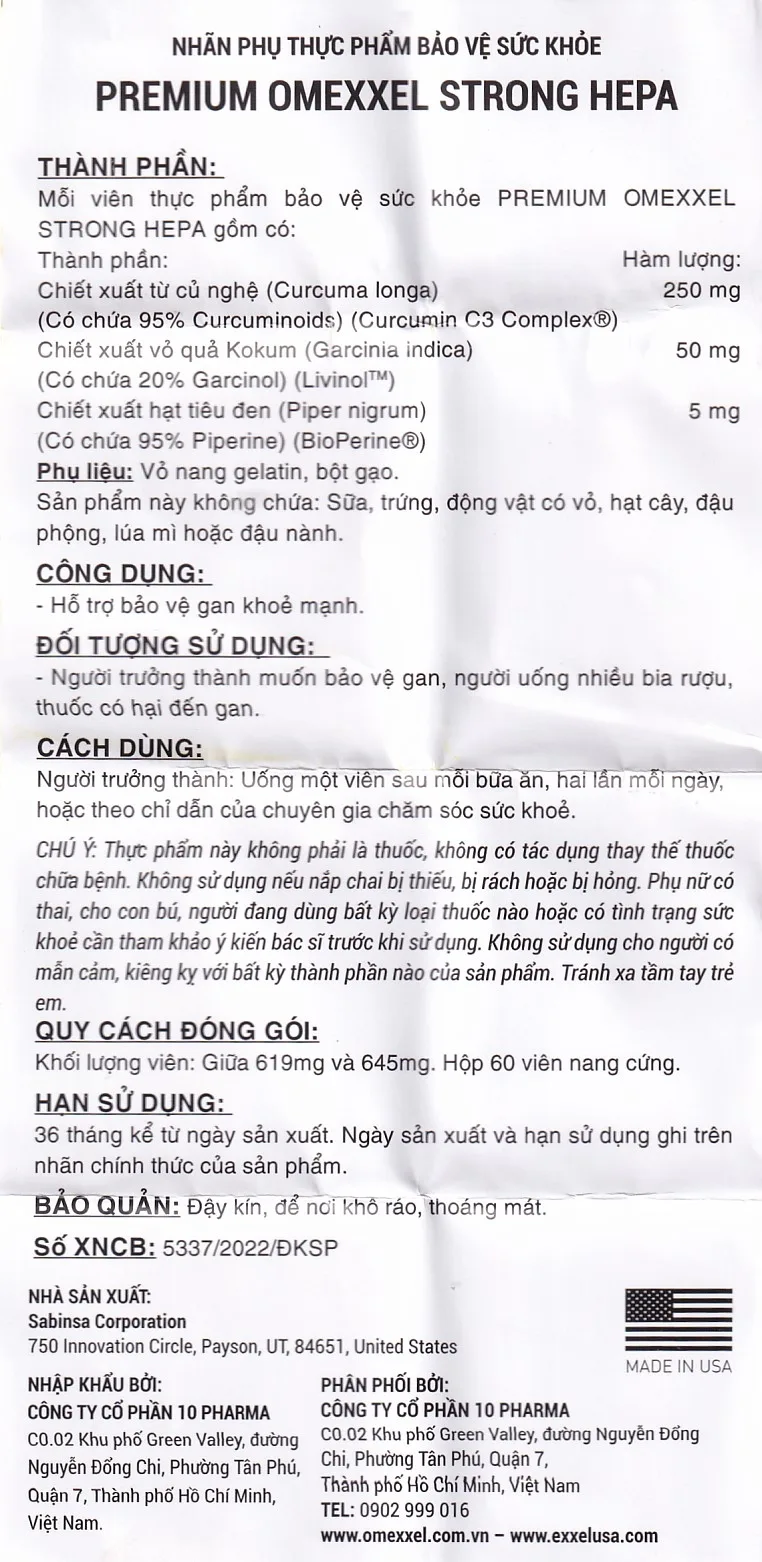 Hình ảnh Viên uống Premium Omexxel Strong Hepa hỗ trợ bảo vệ gan (60 viên)