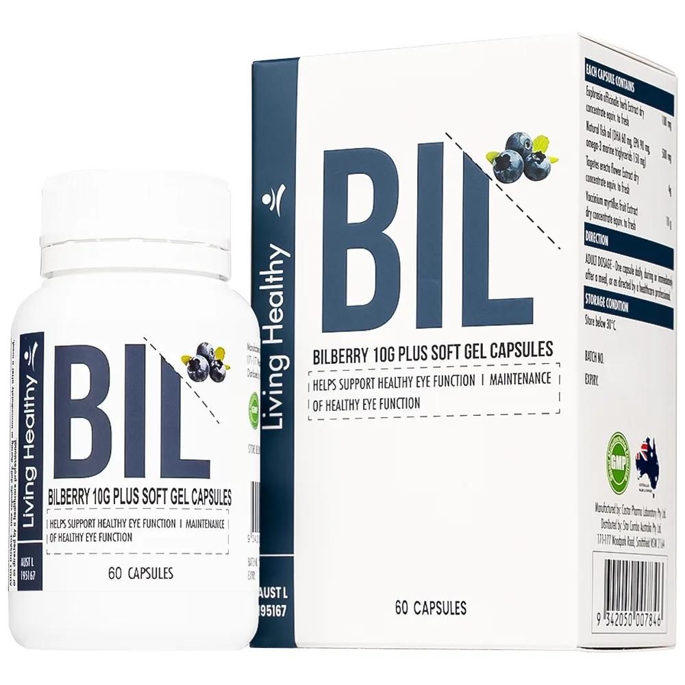 Hình ảnh Viên uống Bilberry 10g Plus Soft Gel Capsules hỗ trợ tăng cường thị lực, chống oxy hóa (60 viên)