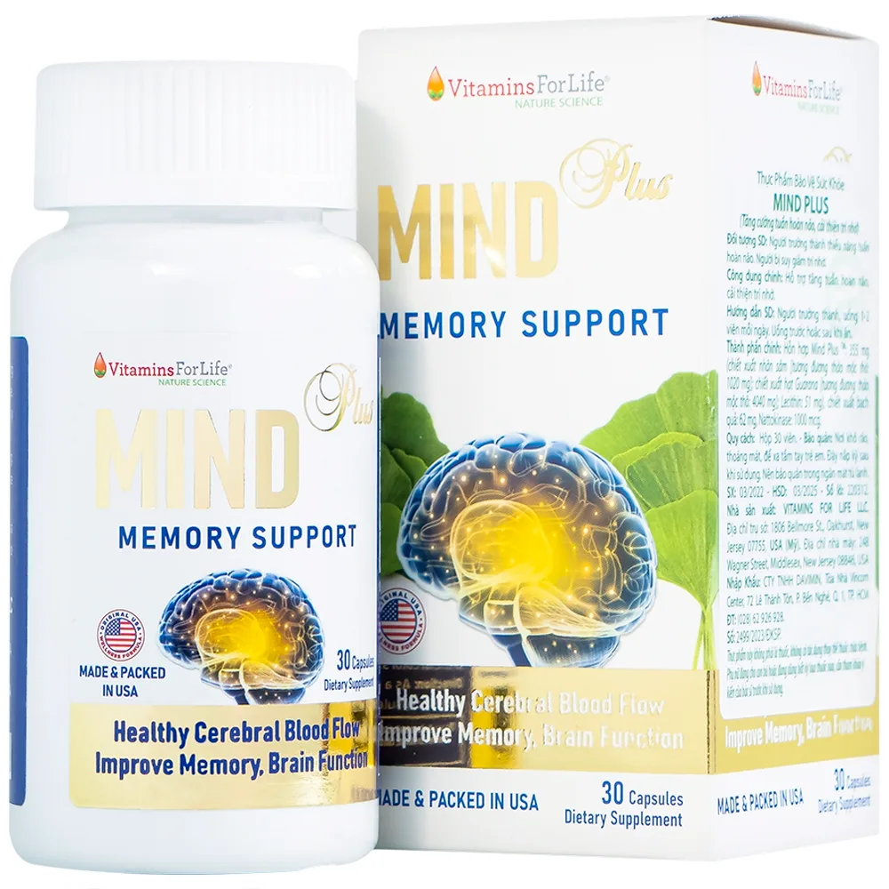 Hình ảnh Viên uống Mind Plus Vitamins For Life tăng cường tuần hoàn não, cải thiện trí nhớ (30 viên)