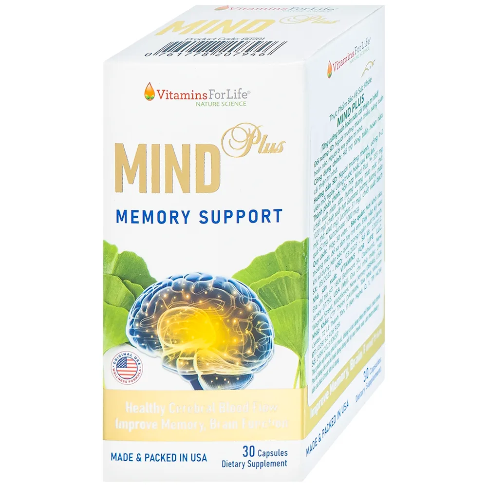 Hình ảnh Viên uống Mind Plus Vitamins For Life tăng cường tuần hoàn não, cải thiện trí nhớ (30 viên) 