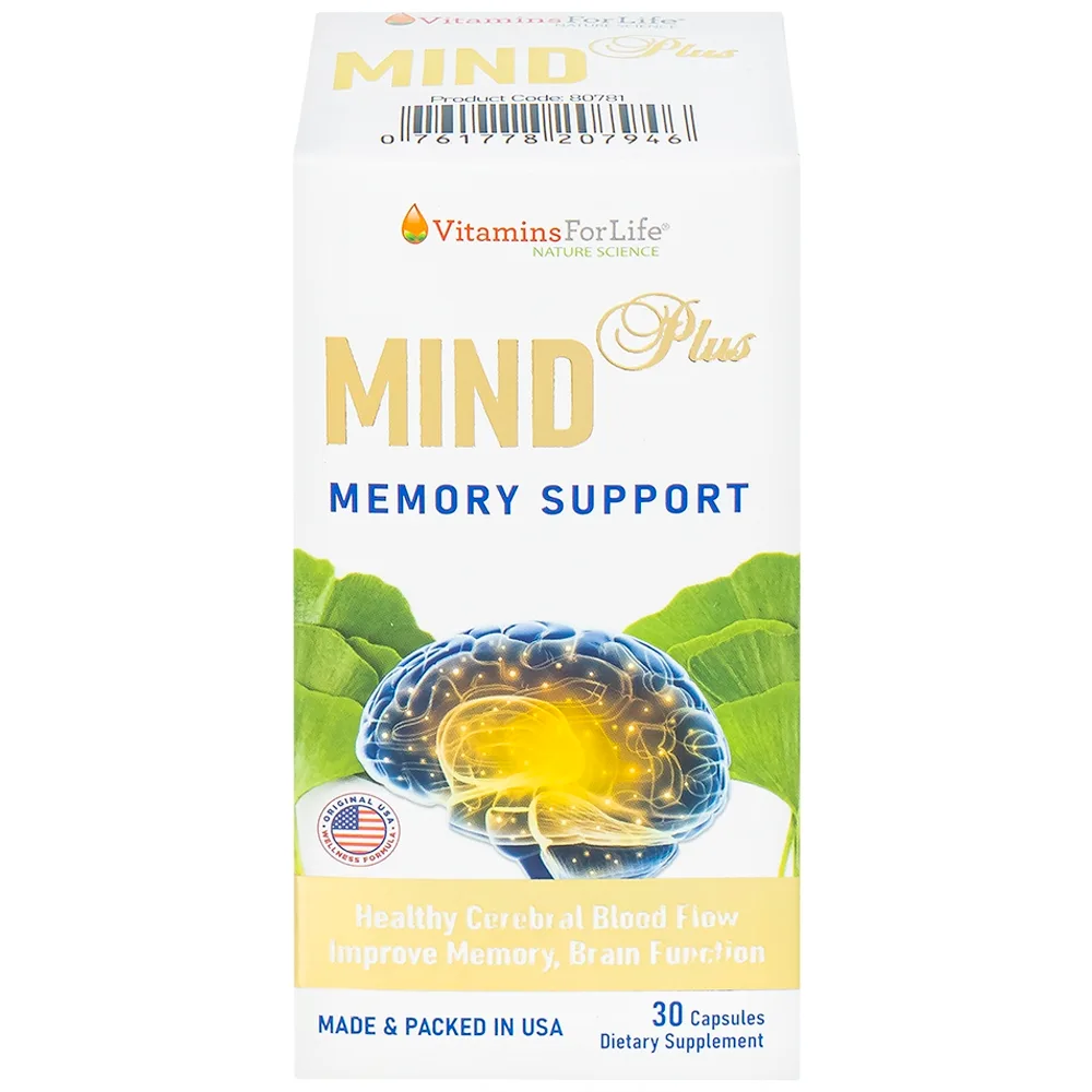 Hình ảnh Viên uống Mind Plus Vitamins For Life tăng cường tuần hoàn não, cải thiện trí nhớ (30 viên) 