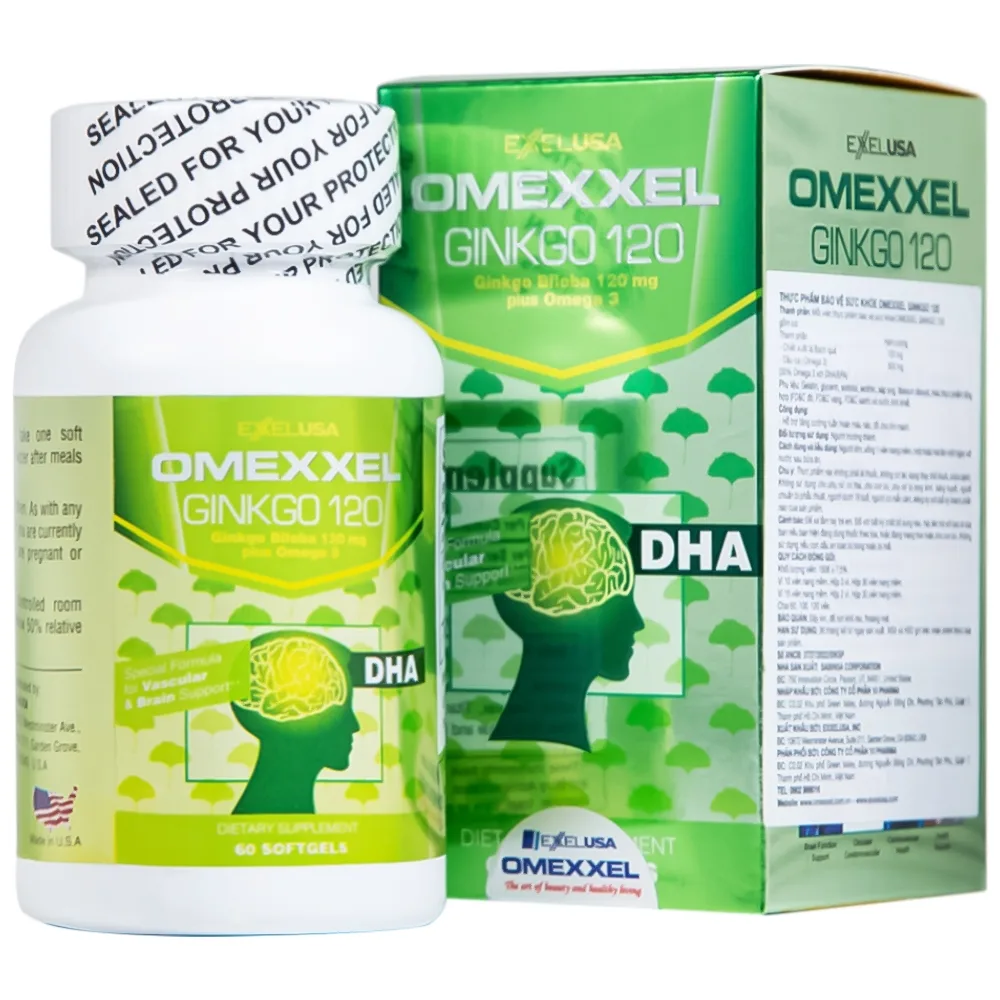 Hình ảnh Viên uống Omexxel Ginkgo 120 OMEXXEL hỗ trợ tăng cường tuần hoàn máu não, tốt cho tim mạch (60 viên)